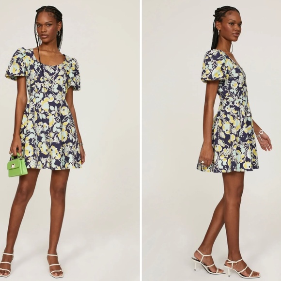 Tanya Taylor Madeline Dress, Blue - multicolour print, Size 0 - Picture 9 of 11